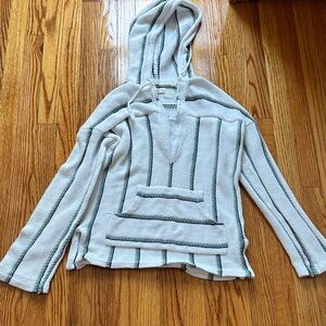 Ron Jon Surf Shop White, teal & black Knit Baja Indie Granola Girl Hoodie
